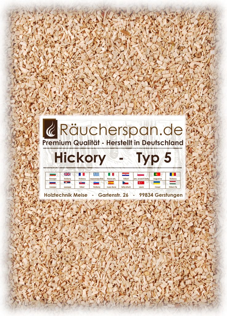 Räucherraspel von räucherspan.de - jetzt auch bei Kaufland - für Borniak Öfen - Hickory Typ 5, 2kg