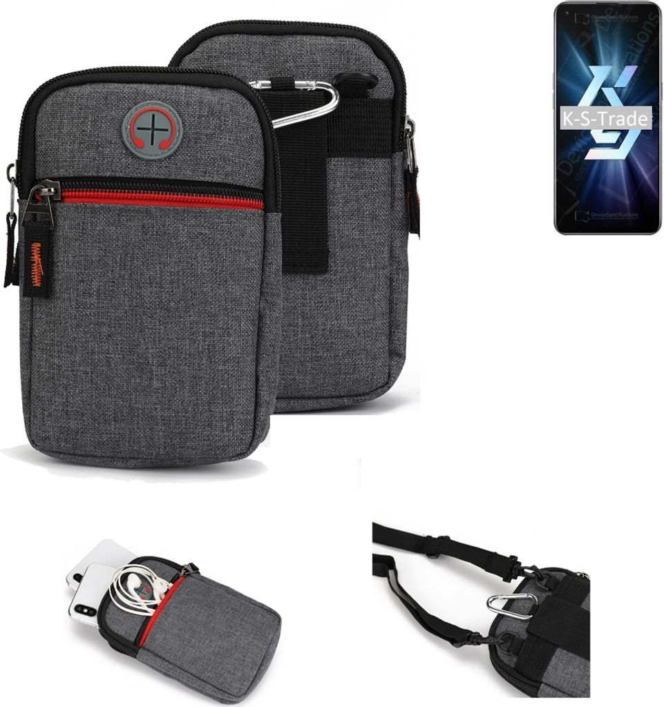 K-S-Trade Holster Gürteltasche kompatibel mit Oppo K9 5G Handy Tasche Schutz Hülle grau Zusatzfächer 1x