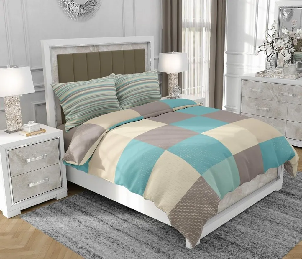 Biancheria da letto 160x200 cm + 2x70x80 cm, set 3 pezzi, 100% cotone, cerniera, multicolore - SOVIO | So.0266