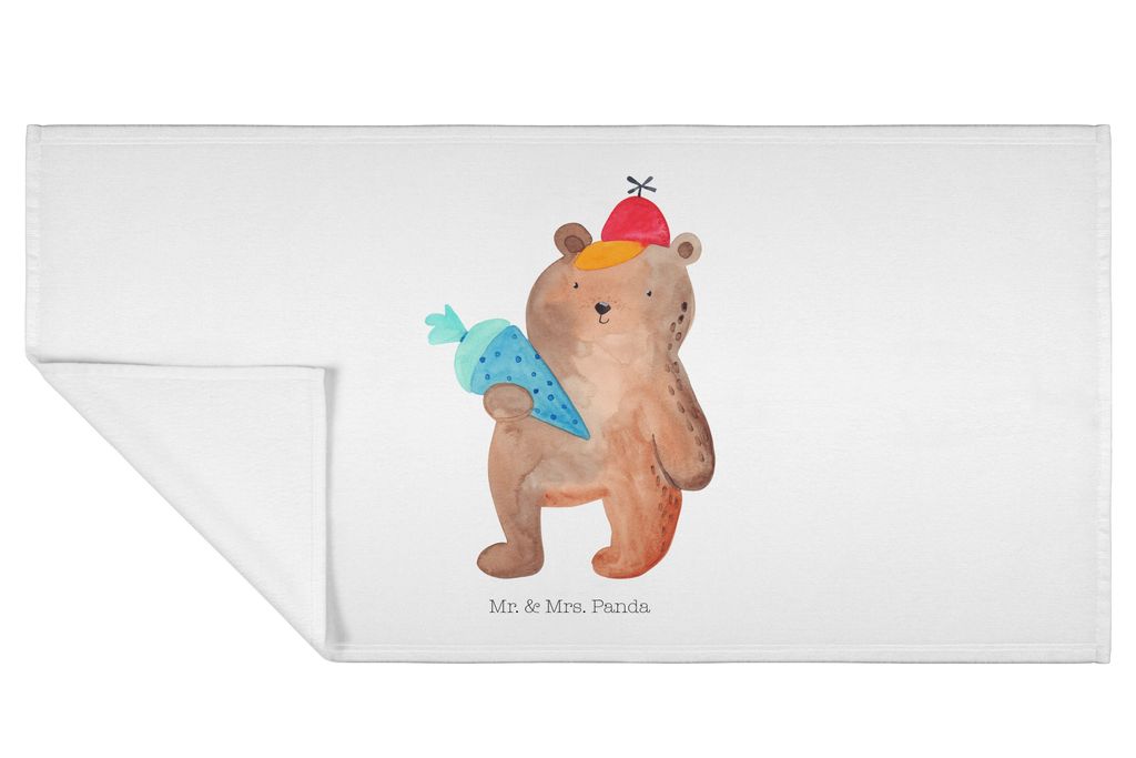 Mr. & Mrs. Panda Handtuch Bär Schultüte - Weiß - Geschenk, Einschulung, frottierhandtuch, baumwolle, Erster Schultag, Teddy, 100x50, Frotteehand...