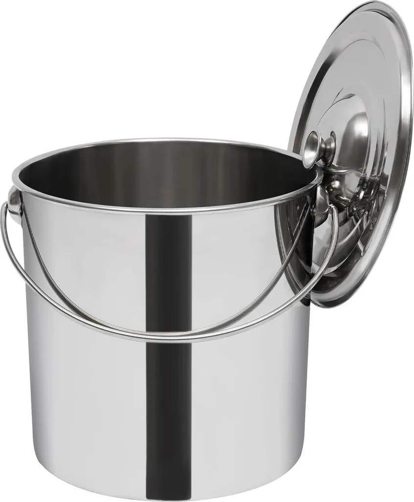 Secchio Latte 18L Inox - Contenitore Alimentare Rinforzato con Coperchio