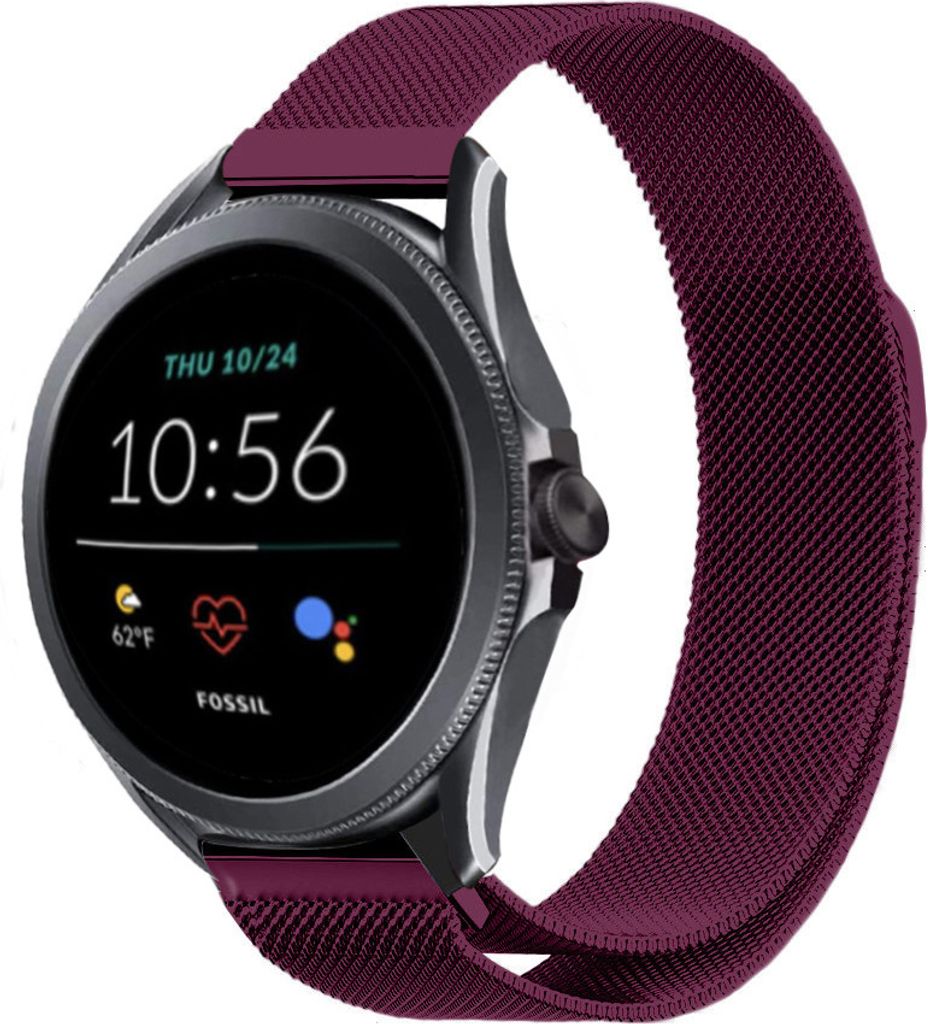 Strap-it Milanese - Kompatibel mit Fossil Gen 5Armband 44mm Fossil uhrenarmband Fossil ersatzarmband Edelstahl für Smartwatch 22mm Armband Lila 22mm