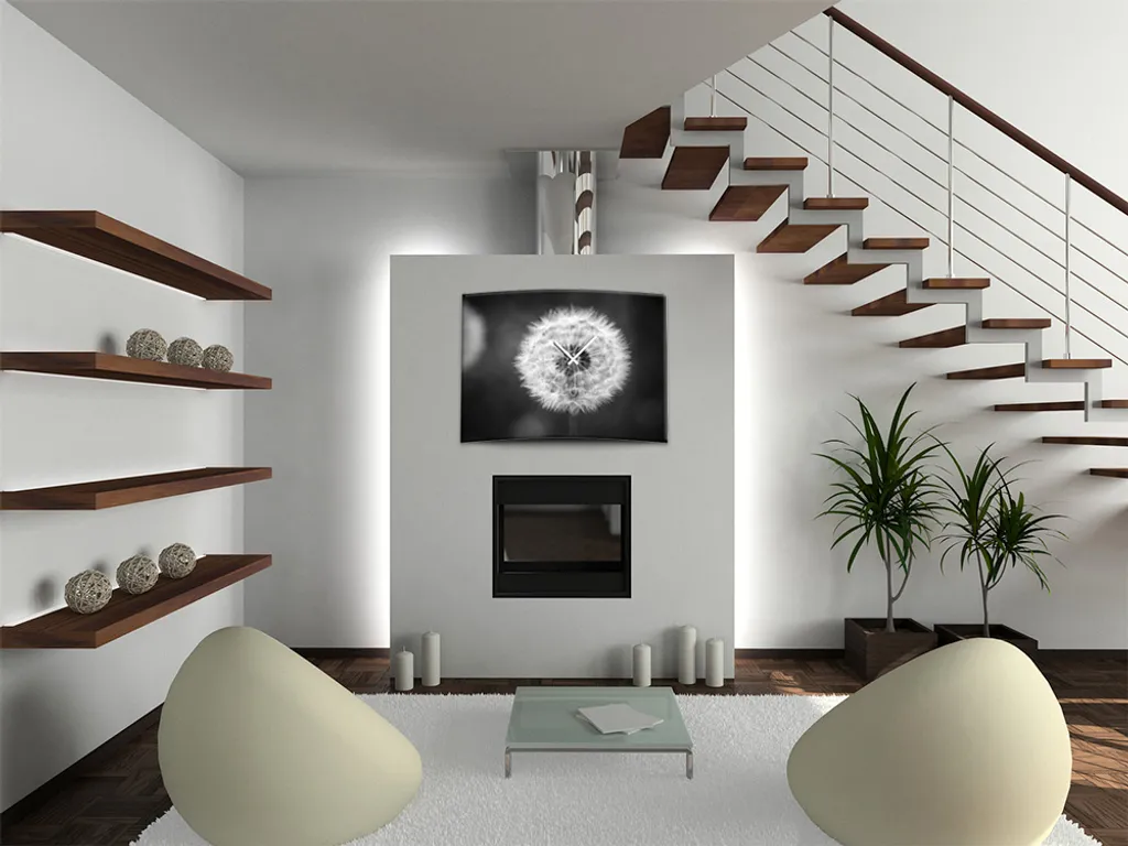 Grande horloge murale design 3D décorative pissenlit 50x70 cm Dixtime