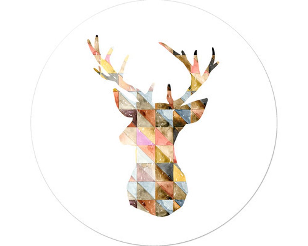 Glasbild Polygon Deer II Ø 50 cm
