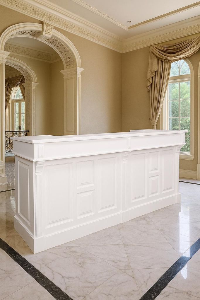 Casa Padrino Landhausstil Bar Theke Weiß 240 cm - Landhausstil Ladentheke Bartheke