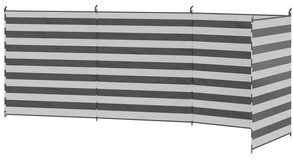 Windschutz Camping Sichtschutz mit 4 Stahlstangen Tragetasche Strandschutz für Camping Garten Strand 540 x 150 cm Grau+Weiß