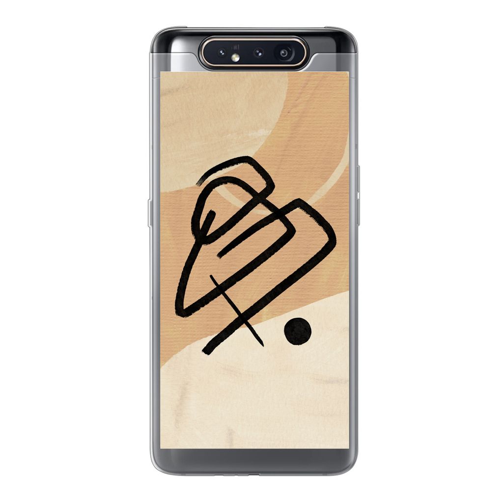 MuchoWow Handyhülle Schutzhülle Hülle für Samsung Galaxy A80 Schwarz - Design - Braun Silikon Softcase Handy Hülle - Schutzdeckel