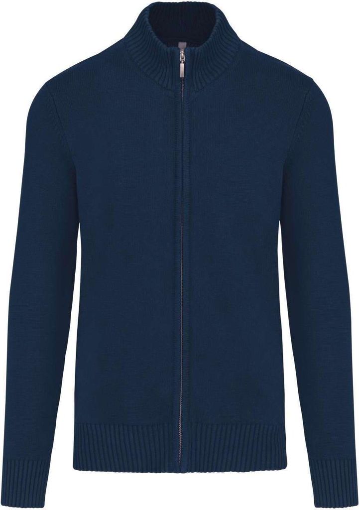 Kariban Herren Cardigan Strickjacke Warm Stehkragen Sweatshirt, Größe:L, Farbe:Navy Blau
