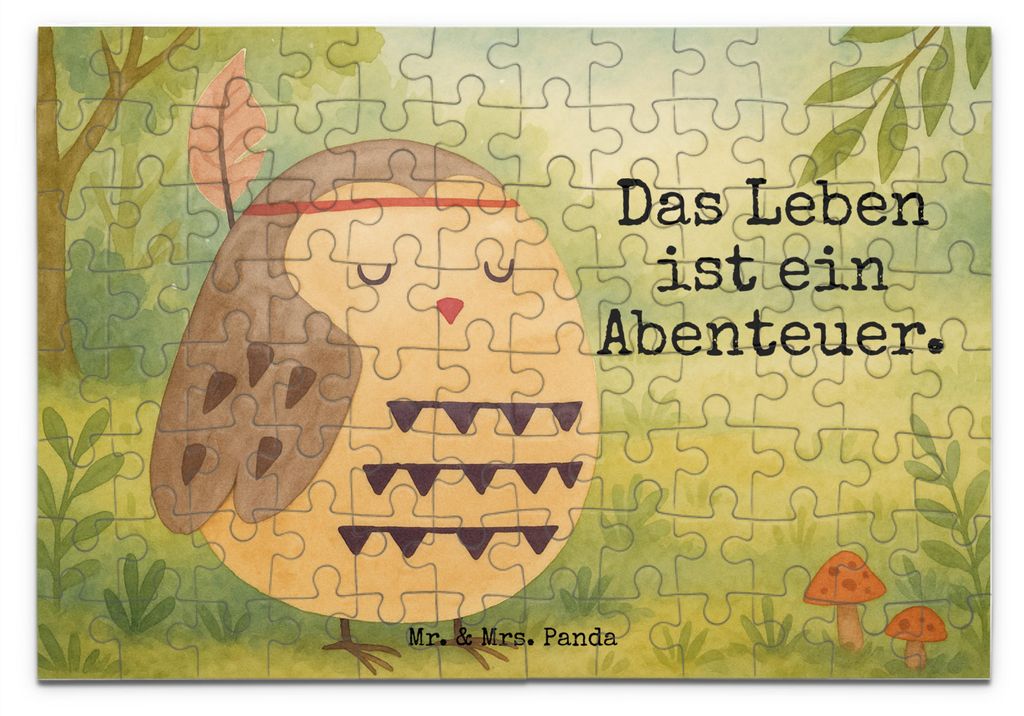 Mr. & Mrs. Panda Puzzle Eule Federschmuck Design 96 Teile - Weiß - Geschenk, Waldtiere, Owl, Puzzlespiel, Dekoration, 300, 1000, 500, 1500, Abenteuer