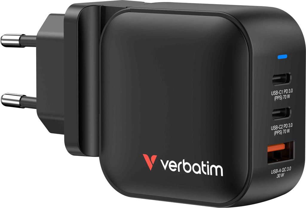 Verbatim Mini GaN Charger 70W, Vnútorný, AC, 20 V, Čierna Obrázok produktu 