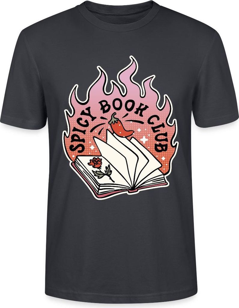 Spreadshirt Spicy Book Club – Für heiße Lesenächte Uni Bio T-Shirt, 3XL, Dunkles Graublau