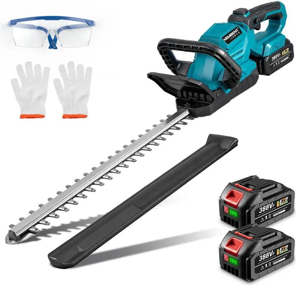 Tagliasiepi elettrico - Tagliasiepi a batteria - 2 batterie - 18-21 V - Lama da 530 mm - Spessore di taglio 18 mm - 3000 giri/min - Impugnatura regolabile a 180° - Arancione