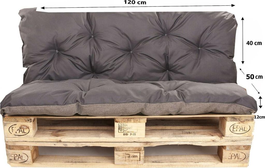 Palettenkissen set 120x50x40cm, Palettenkissen Anthrazit, Produktbild 