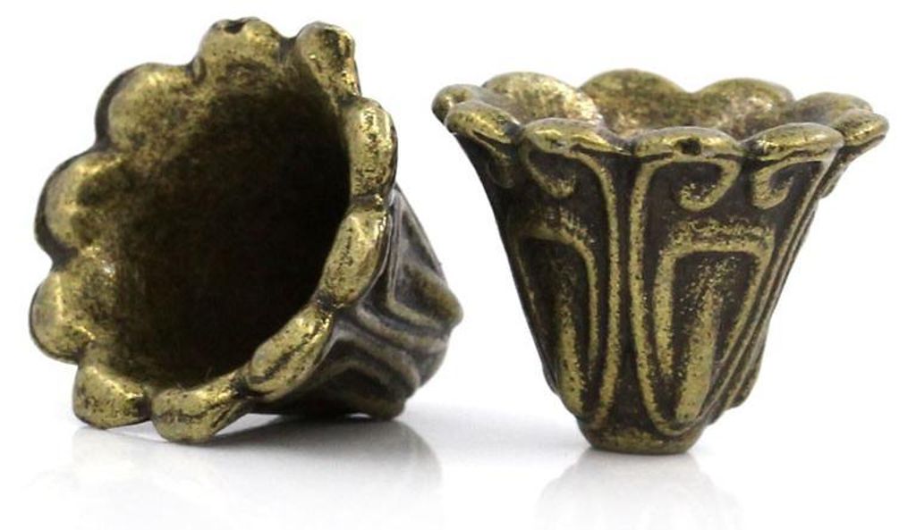 2 Perlkappen, Endkappen, Zierperlen, 'Glocke', 15x12 mm Produktbild 