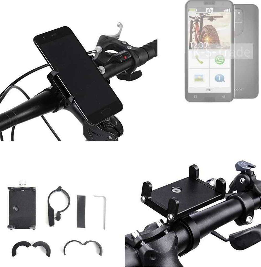 K-S-Trade Handyhalterung für das Fahrrad kompatibel mit Emporia smart.5 Halter Lenkstange Fahrradhalterung Motorrad Bike Mount Befestigung Smartphone