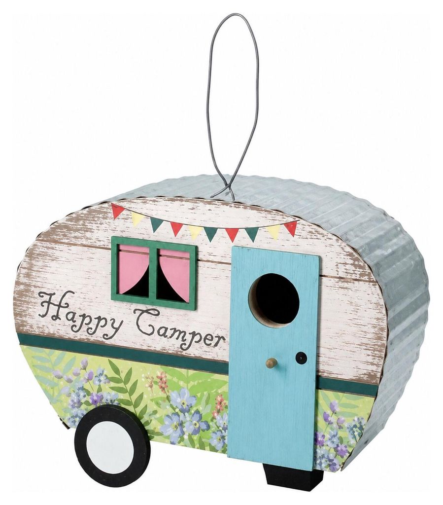 Vogelhauschen „Caravan“ - Farbmix - Holz - beige/blau - 24 Produktbild 