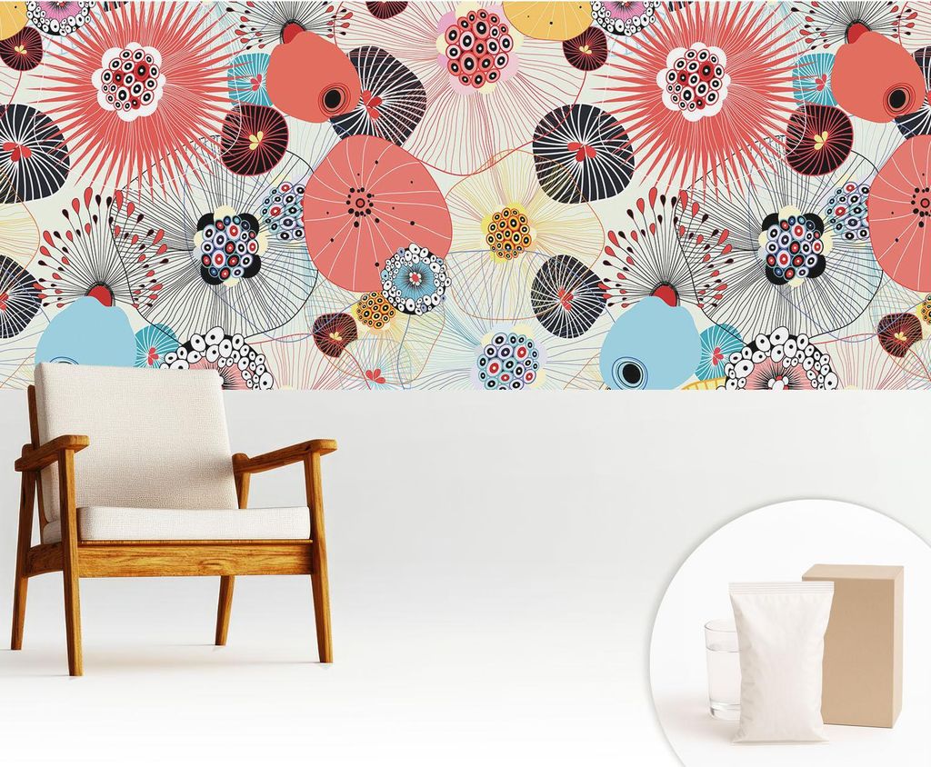 Fototapete - 250x104 cm - Tapete - Wandtapete - Wandbilder - Dekofolie - Tapete Folie - Wand - Dekoration - Wohnzimmer - Bunte Blumen