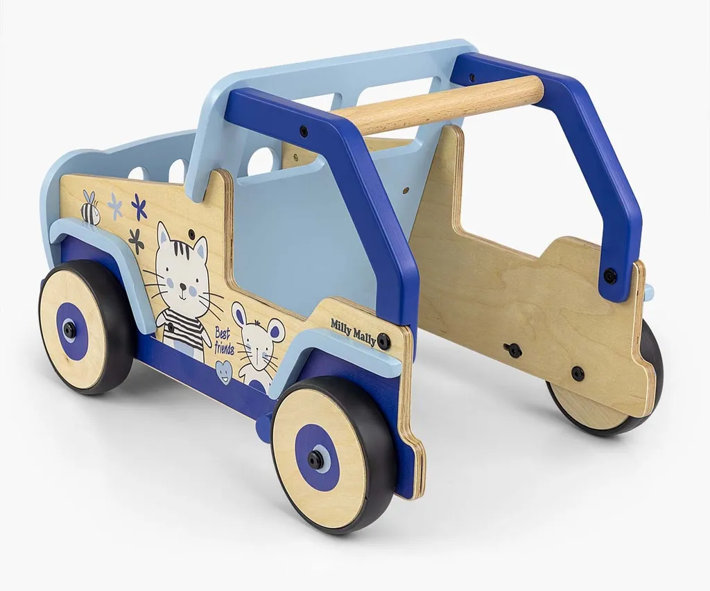 Trotteur pousseur stable Milly Mally Explorer Cat & Mouse en bois
