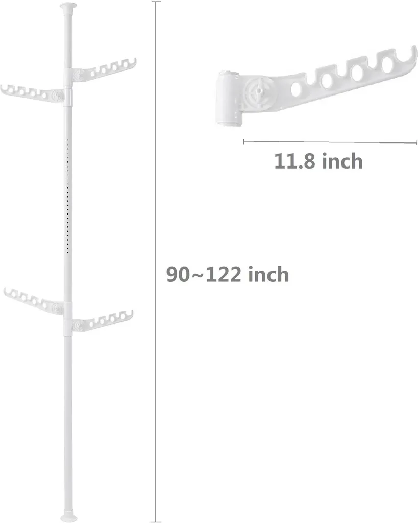 Dressing vertical sans perçage pour chambre et studio réglable en blanc
