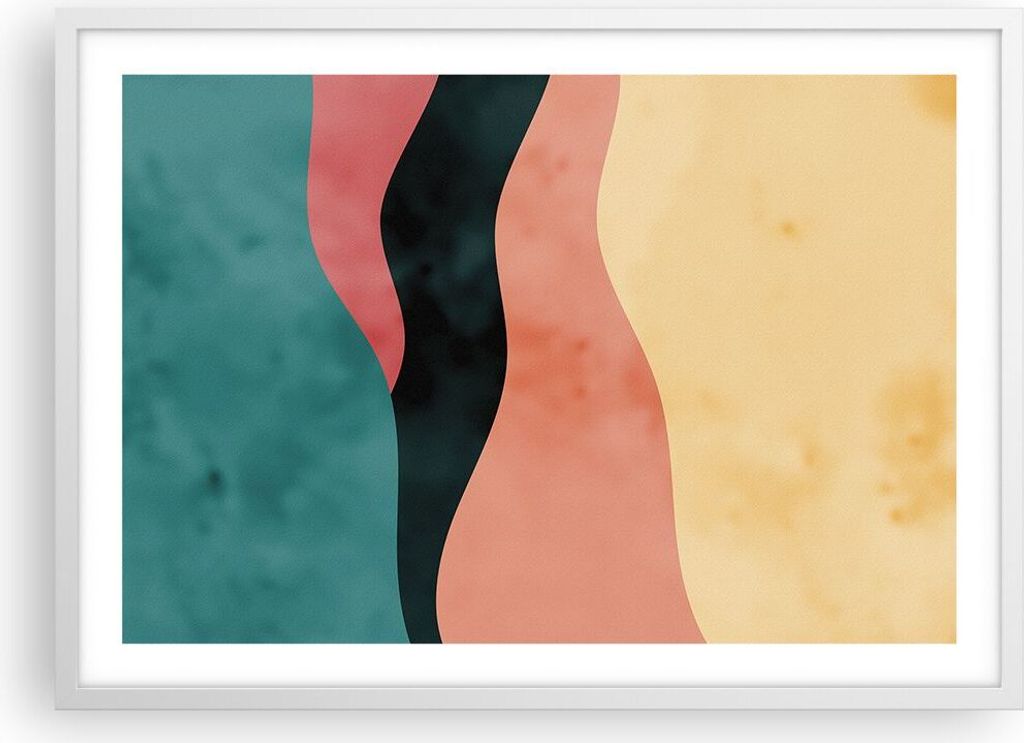 Gerahmtes Poster - Weißer Rahmen - Mehrfarbig Abstraktion Modern - 70x50 cm - Wand Bild - Wanddeko - Wandbilder - Kunstposter - Wandposter - Bilde...