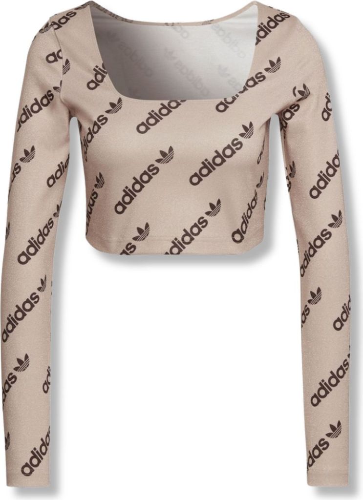 Adidas Damen Langarm Crop Sport-T-Shirt beige XS