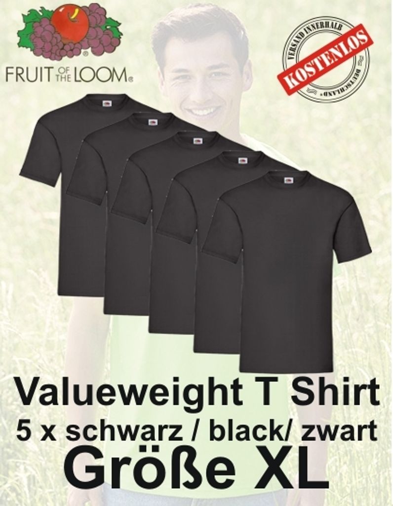 5er Pack Valueweight T Shirt schwarz S M L XL 2XL 3XL XL Produktbild 