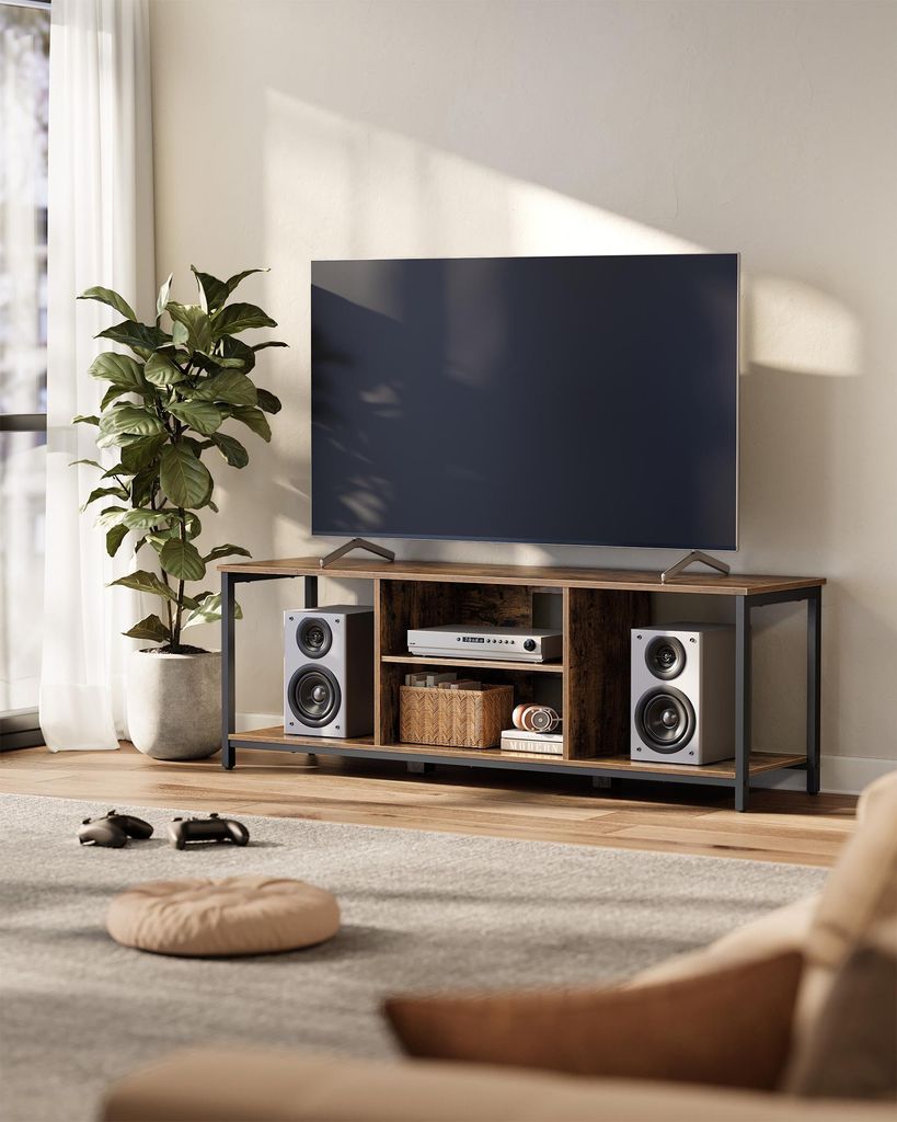 VASAGLE TV-Schrank, mit offenen Fächern, für Fernseher bis zu 65 Zoll