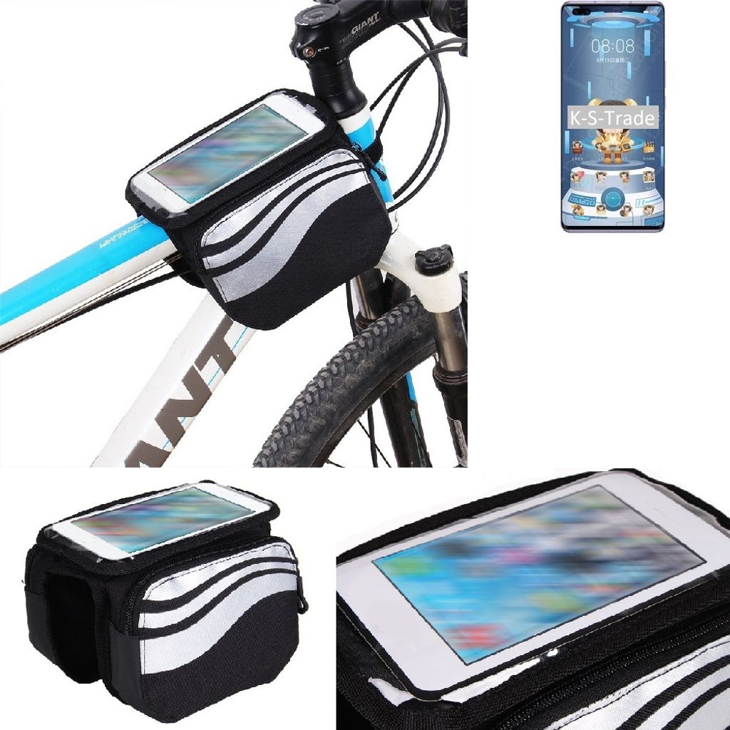 K-S-Trade Rahmentasche Fahrrad-Halterung kompatibel mit Huawei nova 7 SE 5G Lohas Edition Rahmenhalterung Fahrrad Handyhalterung Fahrradtasche Handy