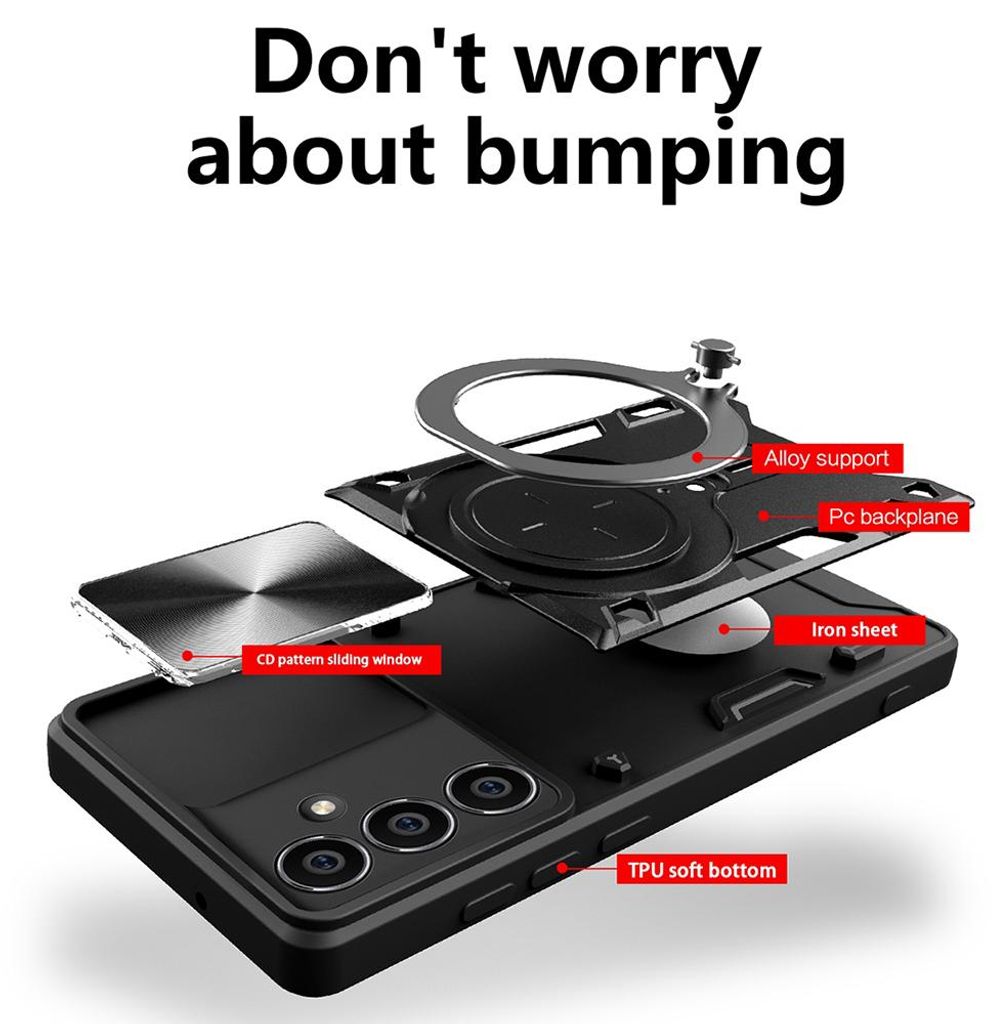 Techsuit CamGuard Pro Back Cover Hülle für Samsung Galaxy S23 FE - Schwarz