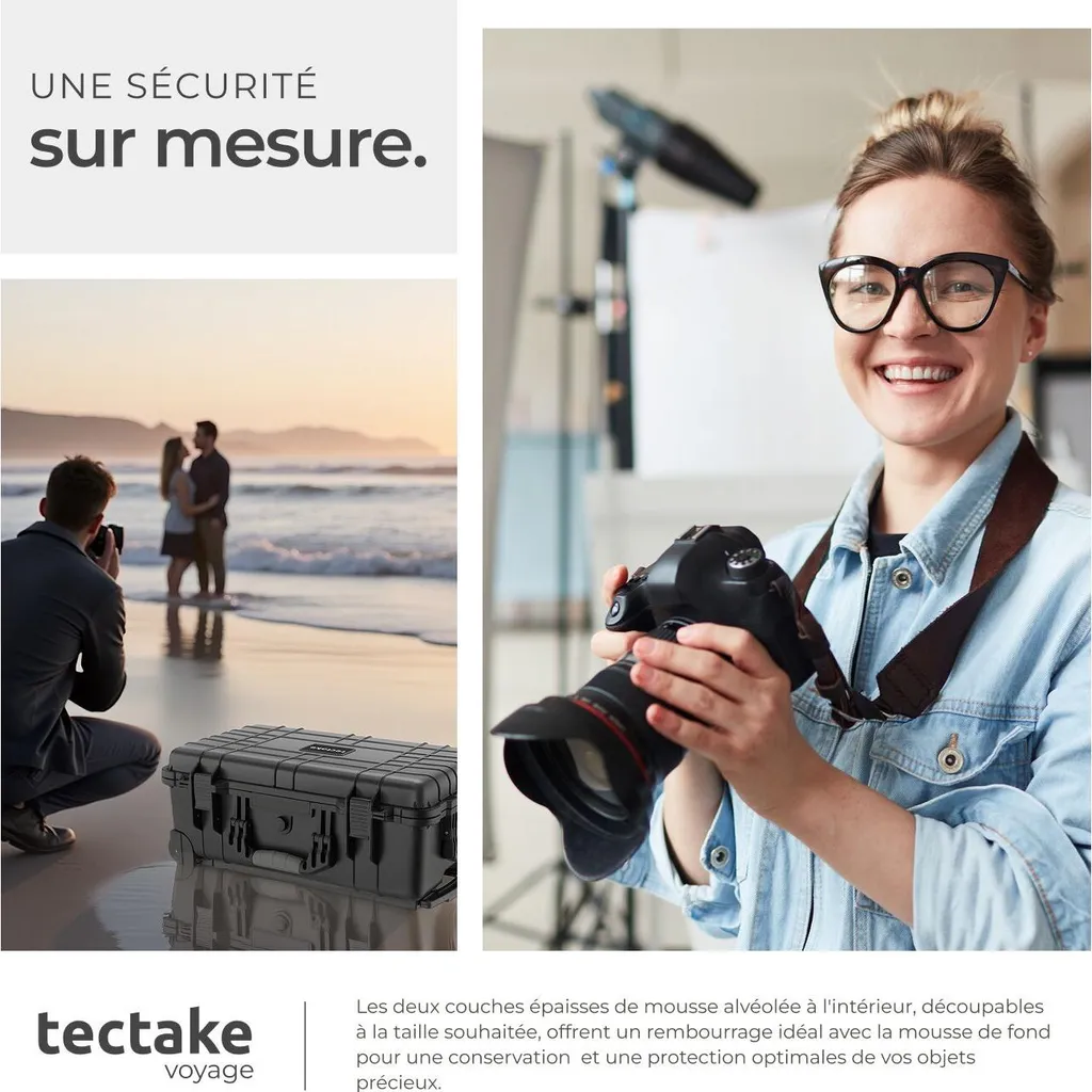 Mallette de protection antichoc à roulettes pour caméra et accessoires - 7
