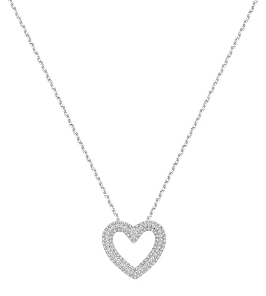 Collier coeur argent massif Infini Blanc FIW131 avec finition luxe