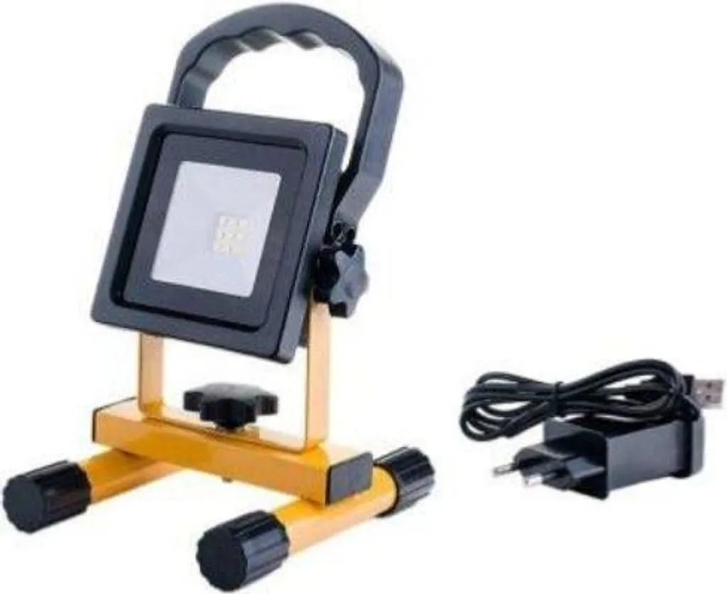 Phare LED Rechargeable 10W pour Travaux Extérieurs et Intérieurs IP44 Jaune