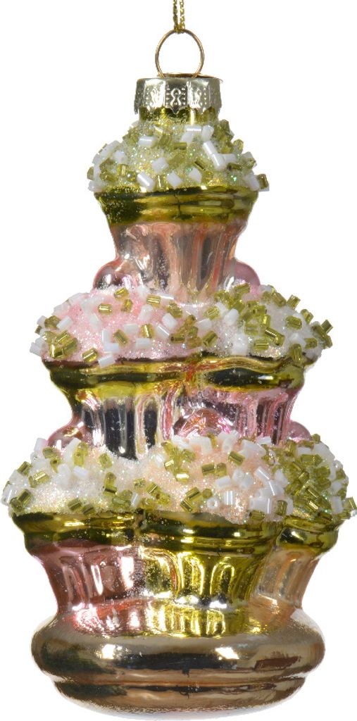 Christbaumschmuck Glas Cupcakes 11cm rosa gold weiß