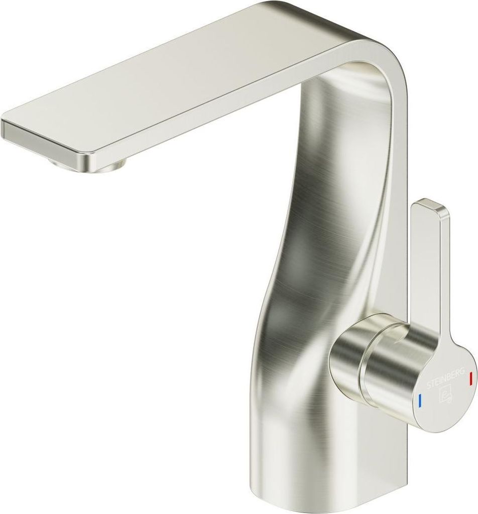 Steinberg Serie 230 Waschtisch-Einhebelmischer, mit Keramikkartusche, Flexschläuche, mit Ablaufgarnitur, Ausladung 112mm, 23010002BN