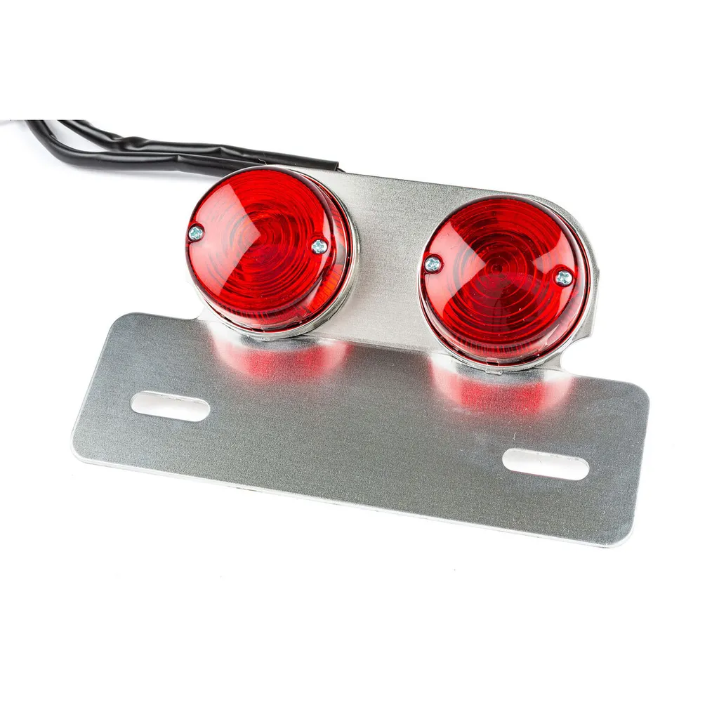 Support de plaque moto universel avec feux arrière ronds intégrés
