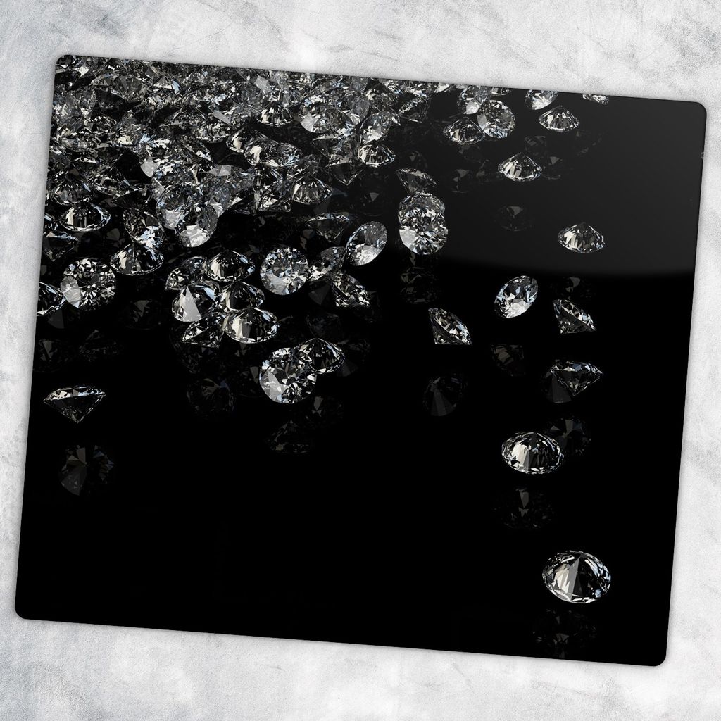 Glas-Herdabdeckplatten Glaskeramikkochfeld-Abdeckung Spritzschutz Glas 60 cm x 52 cm - Diamanten Edelsteine