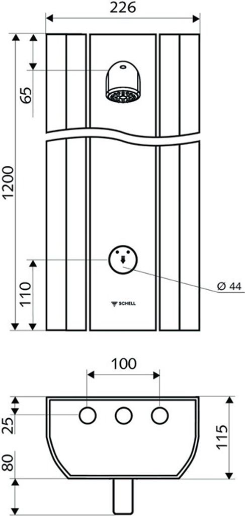 Schell Duschpaneel LINUS DP-SC-V mit Duschkopf Aerosolarm, vorgemischtes Wasser verchromt