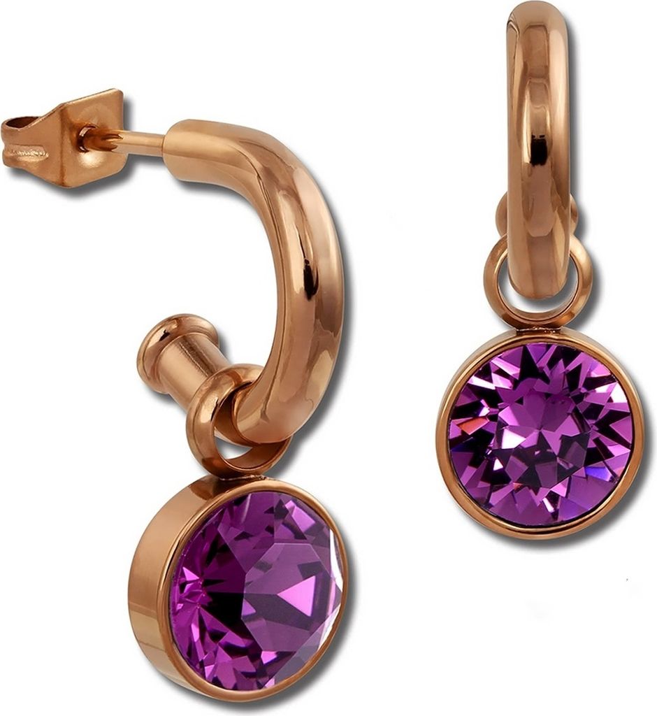 Amello Edelstahl Ohrringe glitzernde Zirkonias Ohrhänger rosegold pink D2ESOS51F