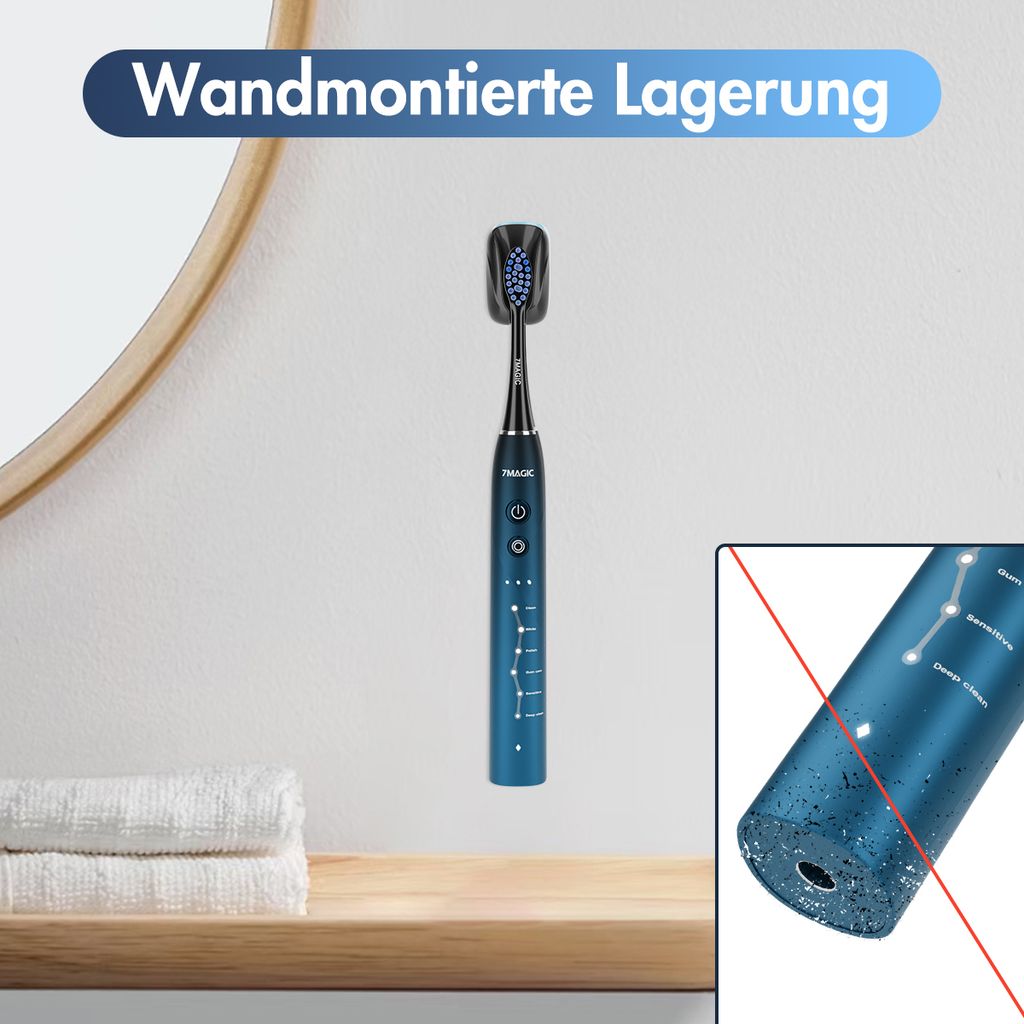 Fairywill Set Mundhygiene Phylian Elektrische Schallzahnbürste – Schwarz, Mit 8 Aufsätzen & 5 Modi, Wiederaufladbar Elektrische Schallzahnbürste Philips