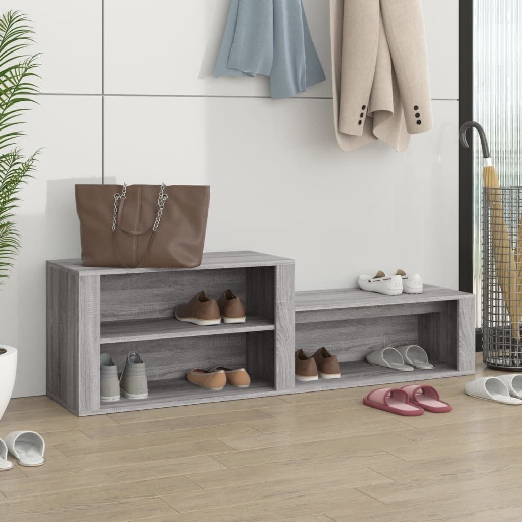 The Living Store Schuhschrank Grau Sonoma 150x35x45 cm Holzwerkstoff
