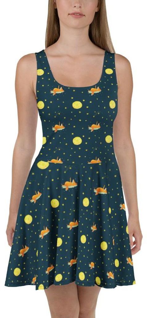Mr. & Mrs. Panda Strandkleid Fuchs Sterne XXXL - Blau - Geschenk, Romantik, Sommerkleid, Damen-Sommerkleid, Entspannt, Mond, Damenkleid, Luftiges, ...