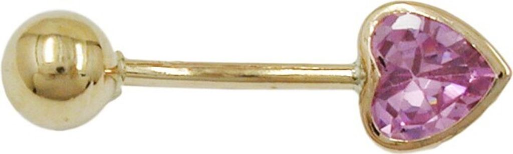 Bauchnabelpiercing mit Zirkonia Herz pink 14Kt 585 Gelbgold Produktbild 