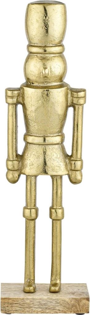 Marrakesch Figur Nussknacker Gold 32 cm | Edle Weihnachtsdeko Tischdeko aus Alu mit Holzsockel | Moderne Deko Aufsteller als Fensterbankdeko | Skan...