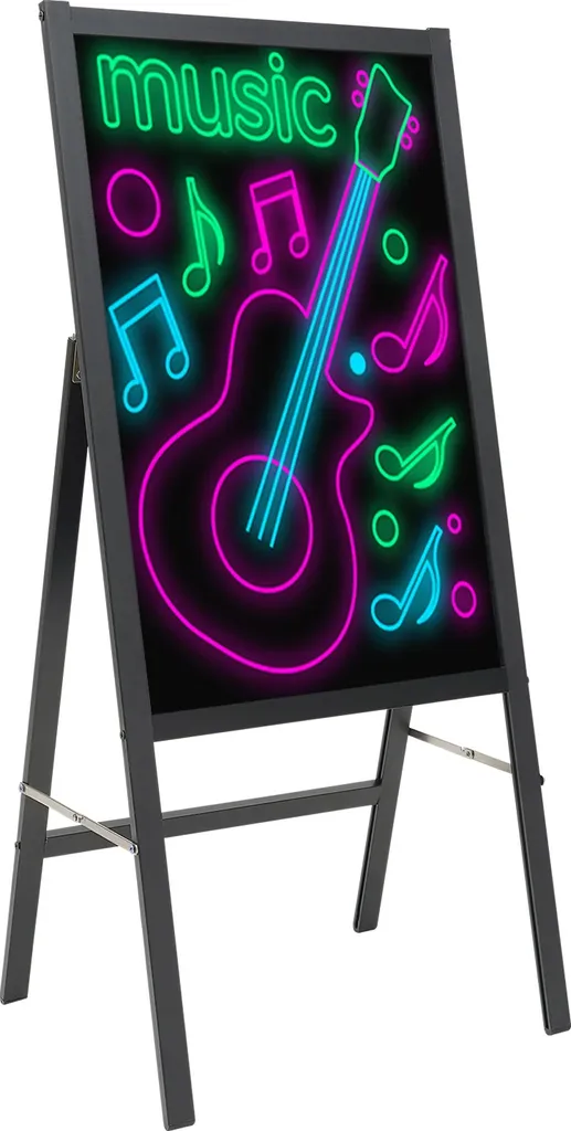 Insegna Luminosa LED Riscrivibile Nera - 8 Colori Fluo - Alimentazione AC/DC