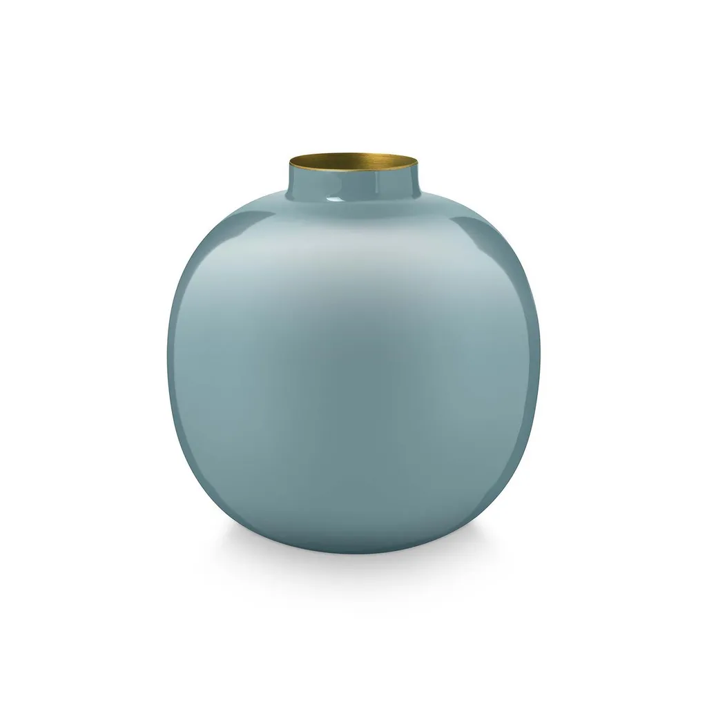 Pip Studio Vase en Métal Bleu Clair 23cm - Décoration Table Élégante