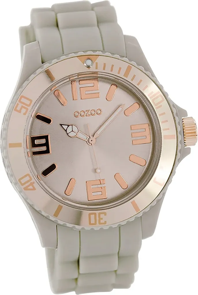 Montre femme Oozoo beige mat en silicone souple ultra confortable