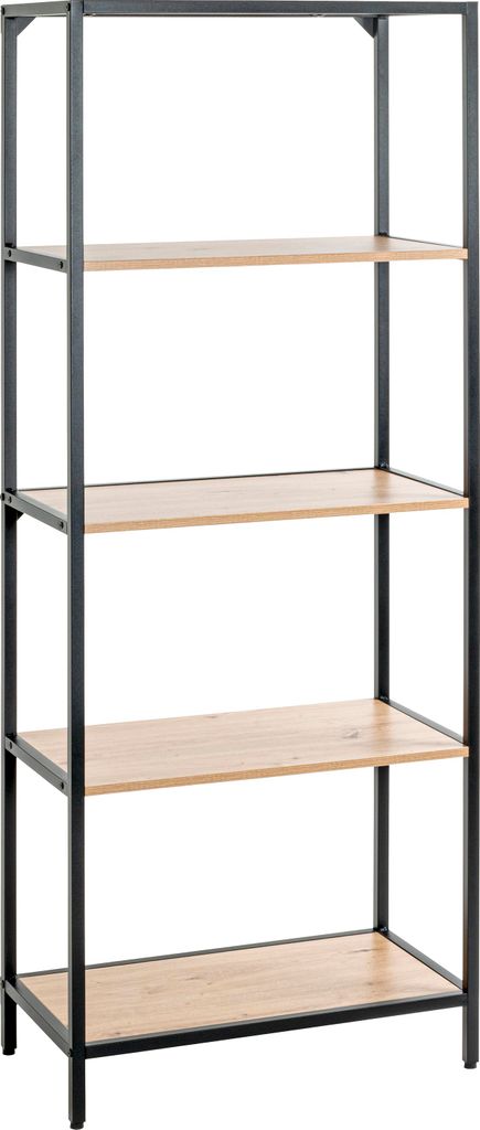 HAKU Möbel Regal Büroregal Eiche hell, schwarz - MDF, Metall, B/H/T: 64x167x35 cm
