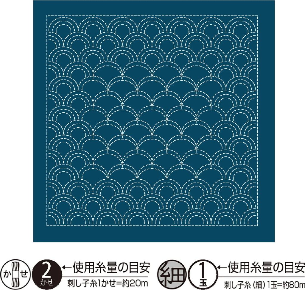 Olympus Sashiko Sampler (nur Stoff) "Hana Fukin (Navy) Produktbild 