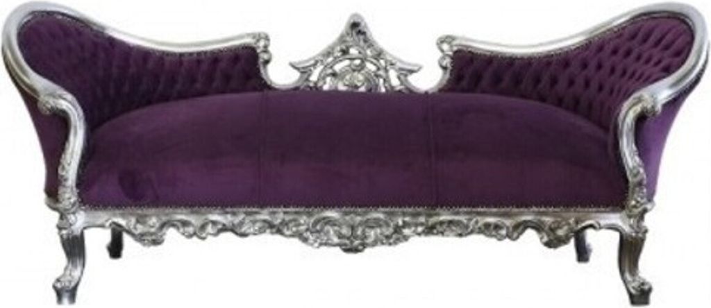 Casa Padrino Barock Sofa Vampire Lila/Silber