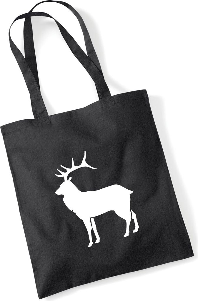 Huuraa Jutebeutel Hirsch Silhouette 10 Liter Black Baumwolle Tasche Geschenkidee